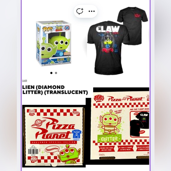 Exclusive BoxLunch 2020 Pizza Planet S Tee & Glitter Translucent Alien Funko Pop - Picture 1 of 11